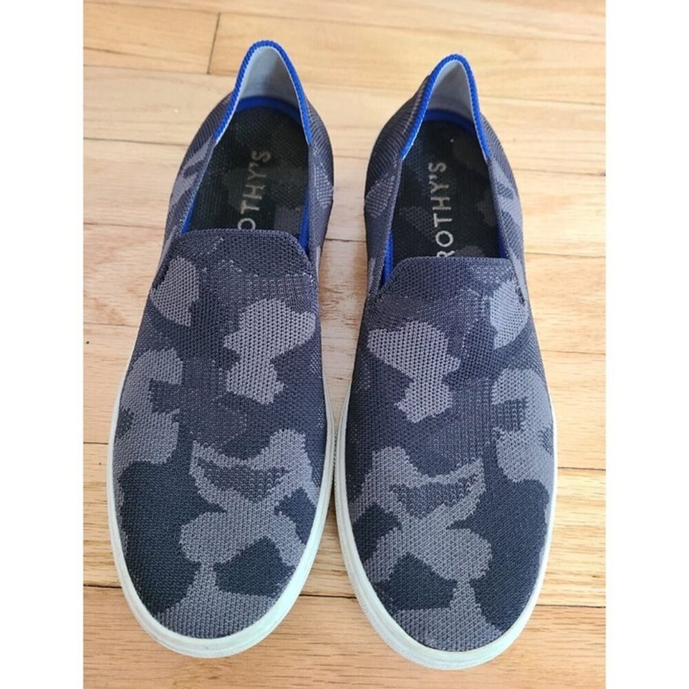 Rothy's Womens Slip-On Shoes Gray Black Camo Round Toe Size 8 Loafer